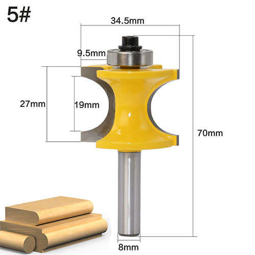 5 piece 8mm bullnose Carbide Tipped router bit set