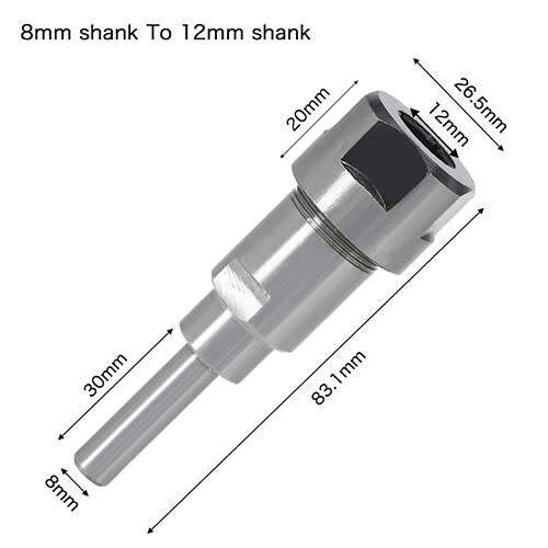 8mm to 12mm shank Router Bit Extension Rod Collet