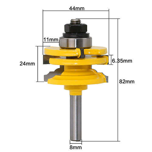 Glass Door Rail and Stile Reversible 8mm shank Router Bit