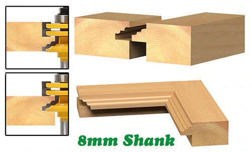 Glass Door Rail and Stile Reversible 8mm shank Router Bit