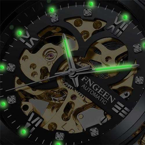 Skeleton automatic mechanical luminous watch gold net