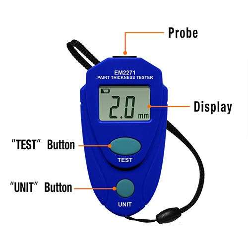 EM2271 Digital Car Paint Coating Thickness Gauge Meter with calibration plates