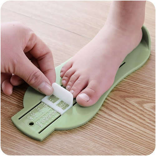 Child shoe foot measure ruler blue