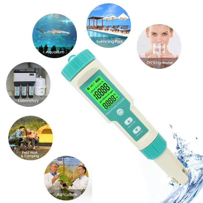 7 In 1 PH TDS EC Salinity S.G. Temperature ORP Meter with Retail packaging
