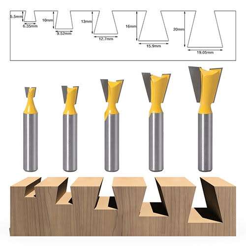 5pcs 8mm Shank Dovetail Joint Router Bit set