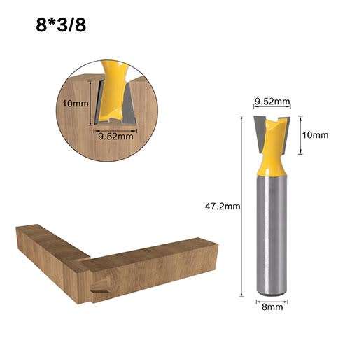 5pcs 8mm Shank Dovetail Joint Router Bit set
