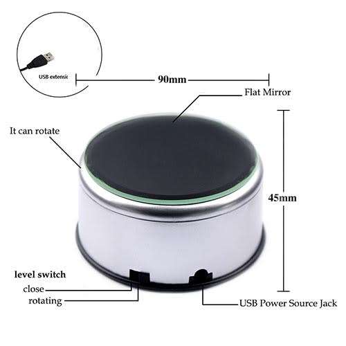 Jewellery Automatic USB Powered Rotating Mirrored Display Stand
