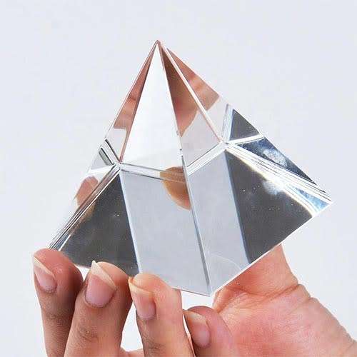 60mm Polished Borosilicate Glass Crystal Pyramid  Paperweight Ornament