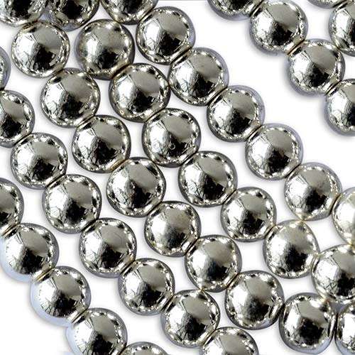 42 Silver Hematite Beads