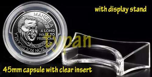 45mm coin capsule with clear size 38mm insert with display stand