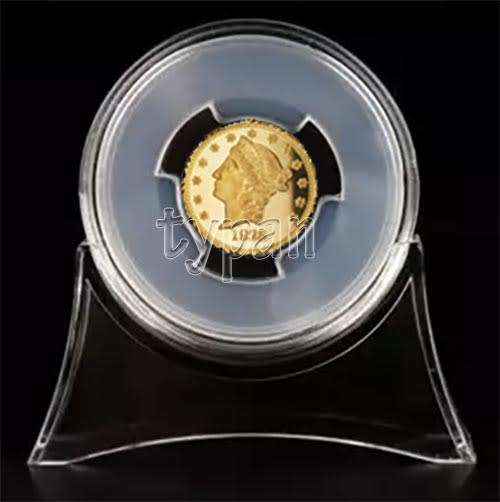 45mm coin capsule with clear size 38mm insert with display stand