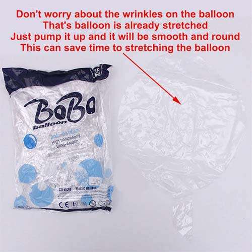 Wide neck 200mm Bobo 20 inch PVC round clear balloons air or helium fill 10 pieces
