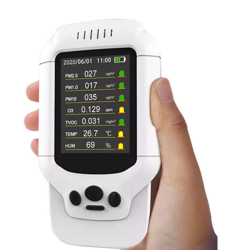8 in 1 Air Quality meter pm2.5 pm10 pm1.0 TVOC O3 Ozone temp humidity aqi monitor