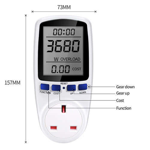 Energy Power Analyzer Wattmeter, Voltage Current tester, Cost Consumption monitor