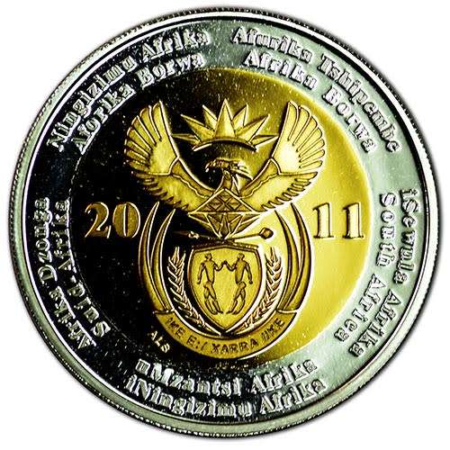 2011 Proof SARB 90th Anniversary Silver Crown R5 Coin plus 2011 R5 SANGS graded MS66