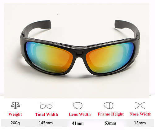 Daisy C6 Military Tactical Windproof Airsoft Bullet Resistant Polarized Sports Sunglasses 4 in 1