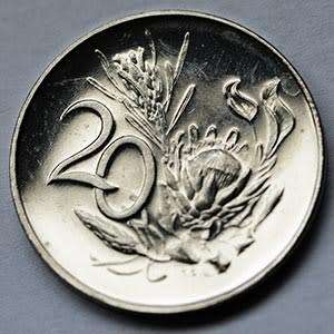 1967 South Africa 20c Afrikaans proof nickel