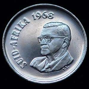 1968 South Africa 10c Afrikaans proof nickel