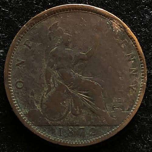 1872 United Kingdom Britain Penny Queen Victoria 2nd portrait