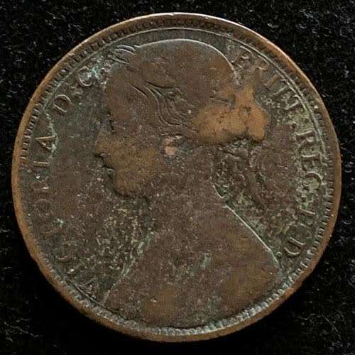 1872 United Kingdom Britain Penny Queen Victoria 2nd portrait