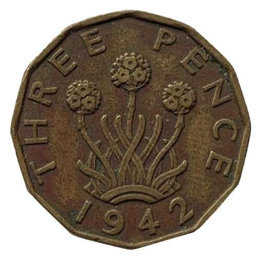 1942 United Kingdom 3 Pence - George VI