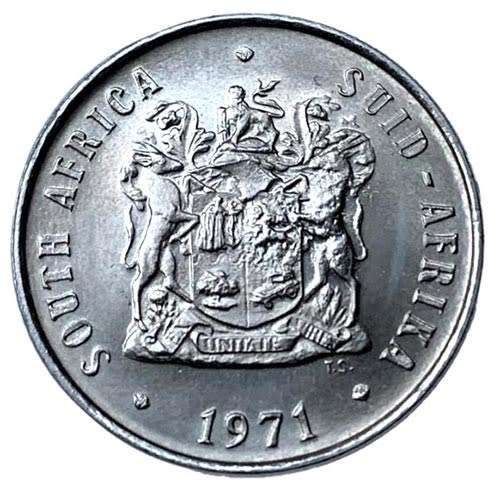 1971 South Africa 10c uncirculated nickel