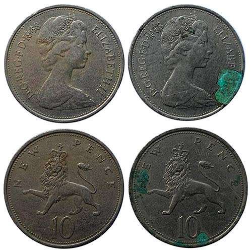 1968 United Kingdom 10 New Pence - Elizabeth II 2nd portrait X2
