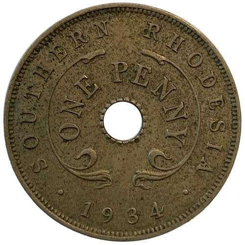1934 Southern Rhodesia George V 1 Penny