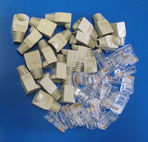 PACK of 20 RJ45 connectors + 20 grey boots