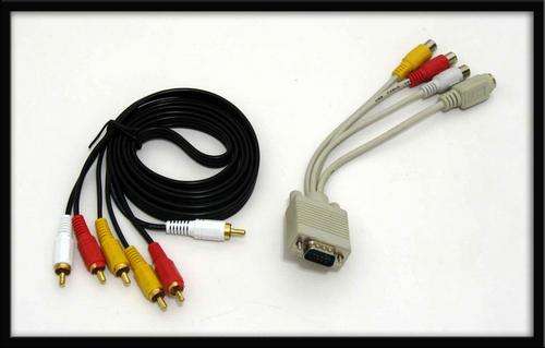 VGA to S-Video and 3-RCA composite AV cable adapter.