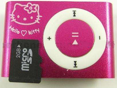 Hello Kitty metal Clip Mp3 player (takes micro SD card) Pink + Free gift