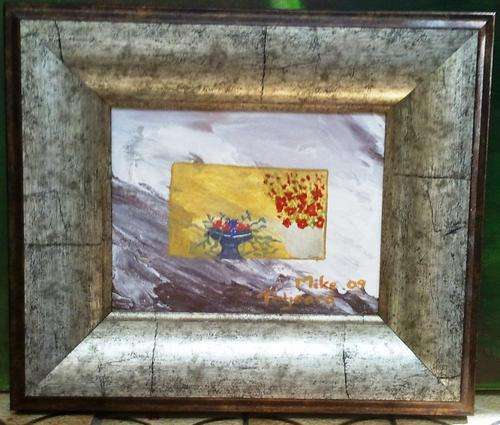LITTLE FLOWERPOT WITH SILVER FRAME - ARTIST MIKE TALJAARD