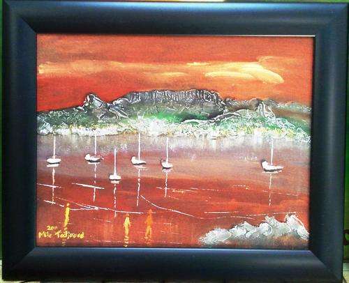 TABLE MOUNTAIN IN 3 D WITH BLACK FRAME