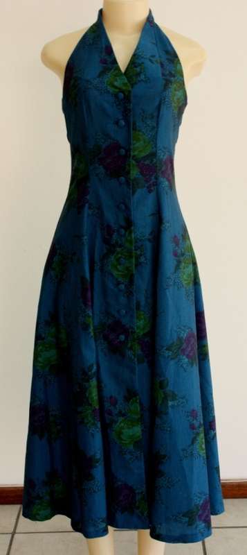 Blue floral halterneck dress