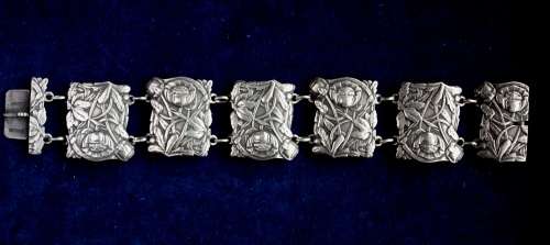 Pure silver Candida bracelet in Art Nouveau style