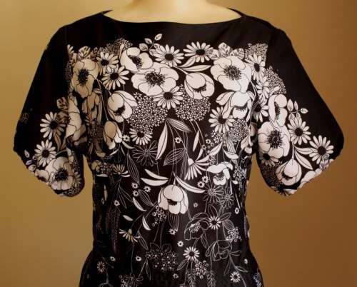 Black and white floral 1960s dress
