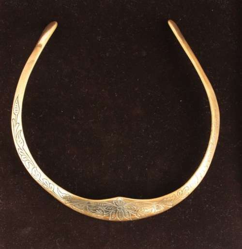 Vintage copper engraved Egyptian style choker (1970s)