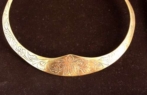 Vintage copper engraved Egyptian style choker (1970s)