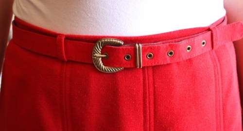 Vintage red pleated skirt with matching belt