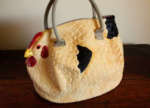 Trendy rubber chicken bag by "decca c"!