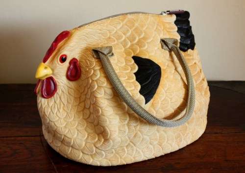 Trendy rubber chicken bag by "decca c"!