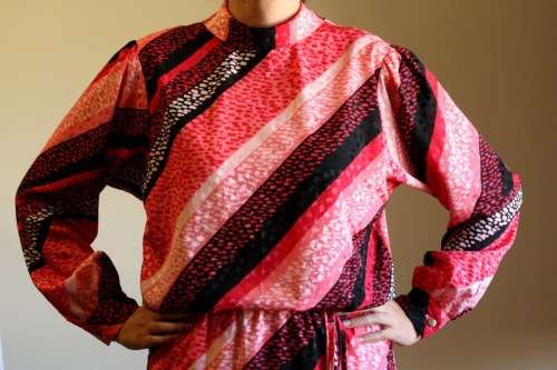 Pink diagonal stripe dress (1970s)