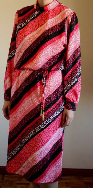 Pink diagonal stripe dress (1970s)