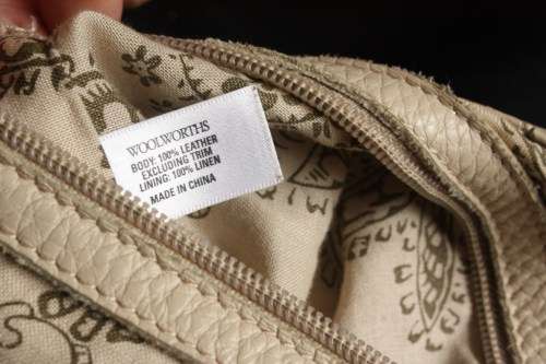 Beige genuine leather handbag