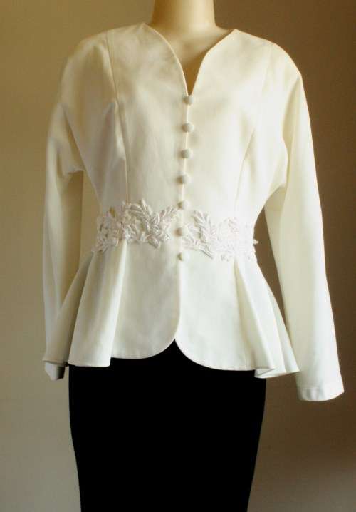 Cream tunic with frill and lace detail (1980s)