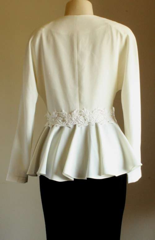 Cream tunic with frill and lace detail (1980s)