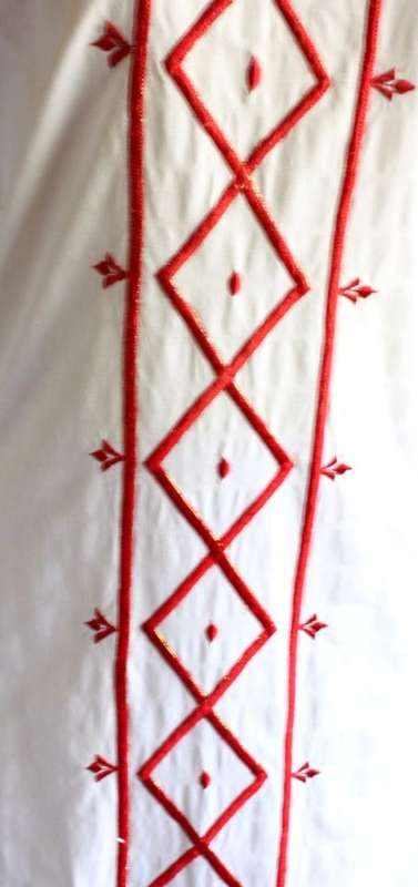 Long red and white cotton kaftan