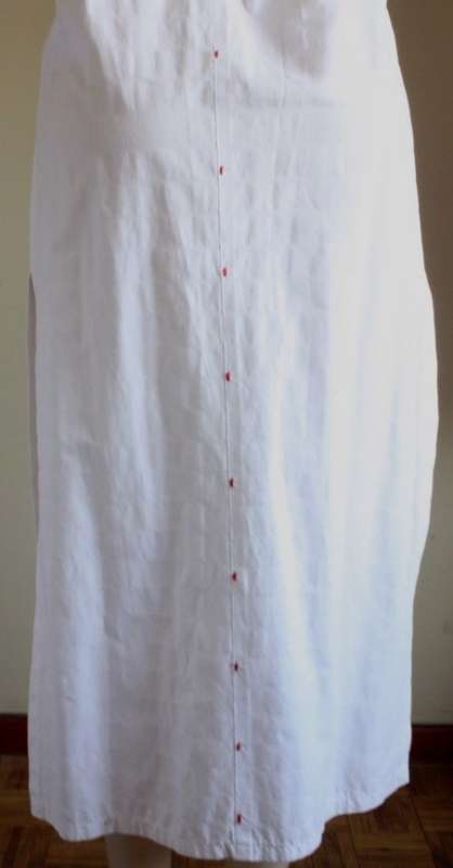 Long red and white cotton kaftan