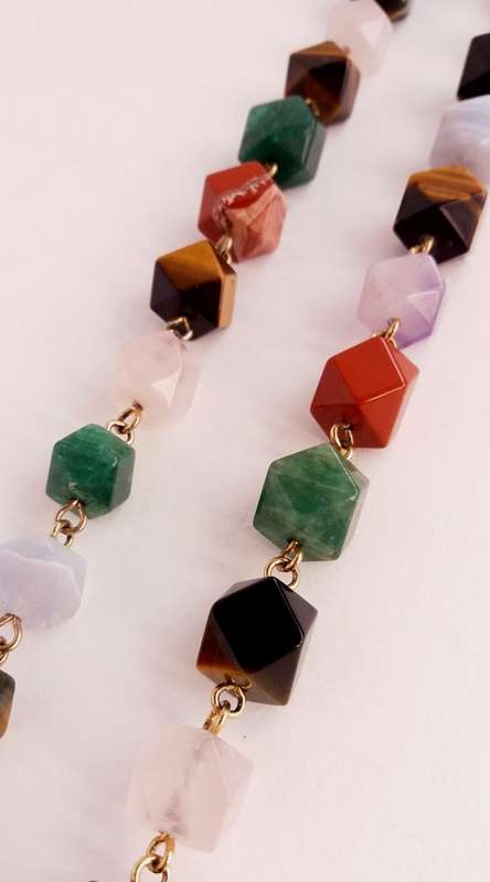 1970s faceted semi precious stone necklace