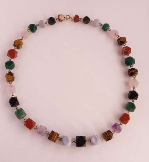 1970s faceted semi precious stone necklace